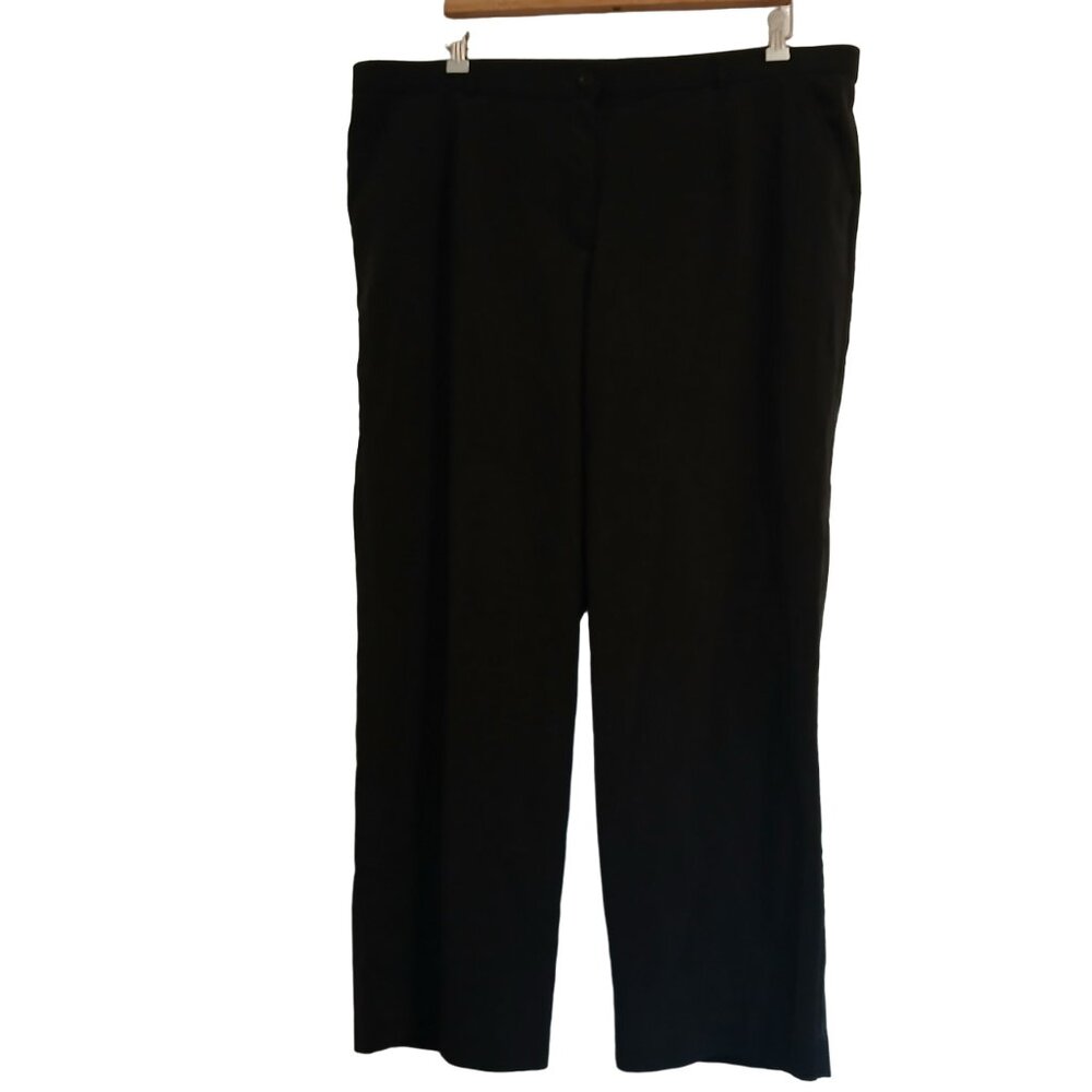 George Think Slim 20WP 20W Petite Black Dress Pants Wide Leg Office Casual Prep